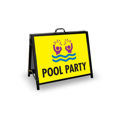 A - Frame Landscape Black - Pool Party Corflute Inserts - New Signs