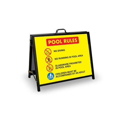 A - Frame Landscape Black - Pool Rules 1 Corflute Inserts - New Signs