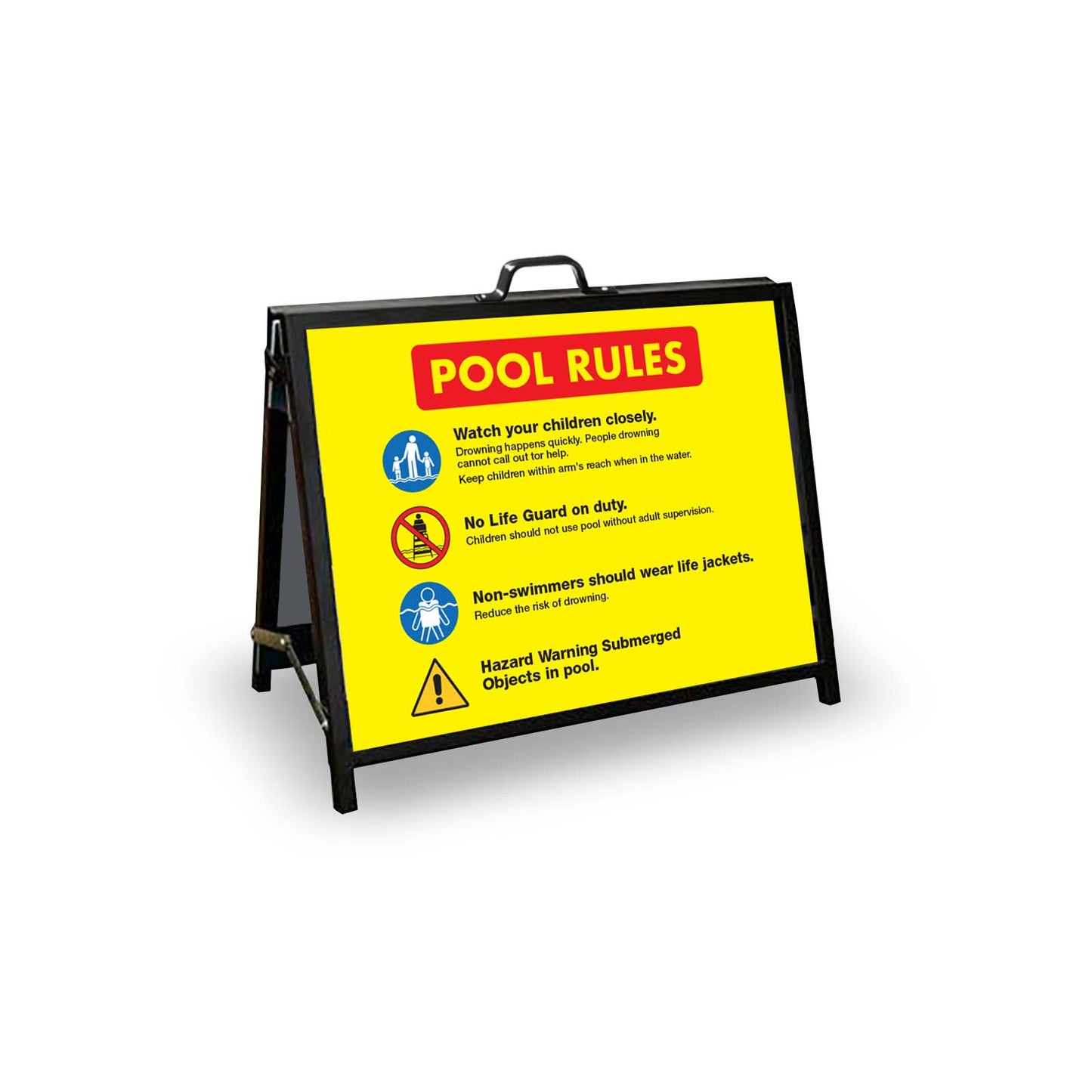 A - Frame Landscape Black - Pool Rules 2 Corflute Inserts - New Signs