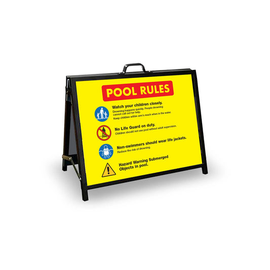 A - Frame Landscape Black - Pool Rules 2 Corflute Inserts - New Signs