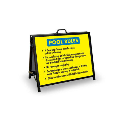 A - Frame Landscape Black - Pool Rules 3 Corflute Inserts - New Signs