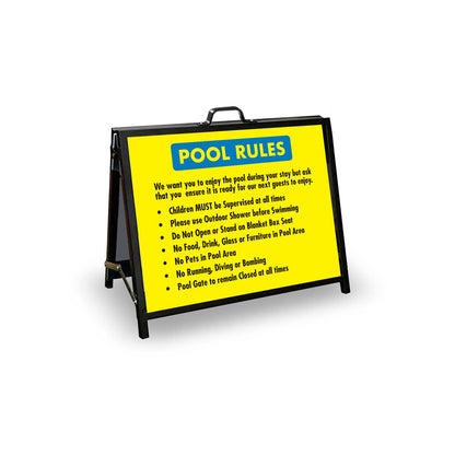 A - Frame Landscape Black - Pool Rules 4 Corflute Inserts - New Signs