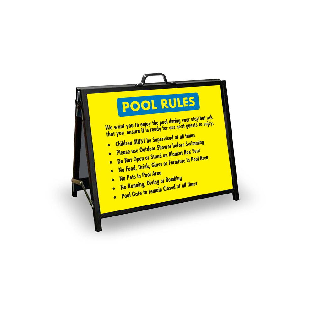 A-Frame Landscape Black - Pool Rules 4 Corflute Inserts – New Signs