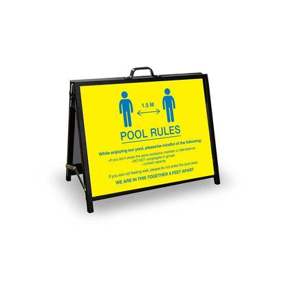 A - Frame Landscape Black - Pool Rules 5 Corflute Inserts - New Signs