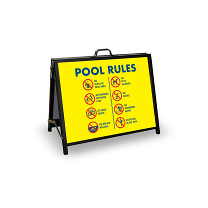 A - Frame Landscape Black - Pool Rules 6 Corflute Inserts - New Signs