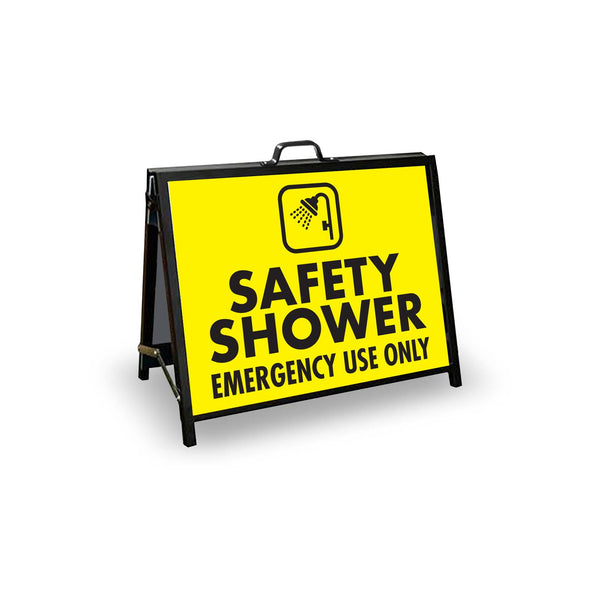 A-Frame Landscape Black -Safety Shower Emergency Use Only Corflute Ins ...