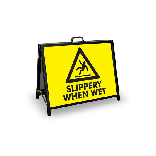 A - Frame Landscape Black - Slippery When Wet Corflute Inserts - New Signs