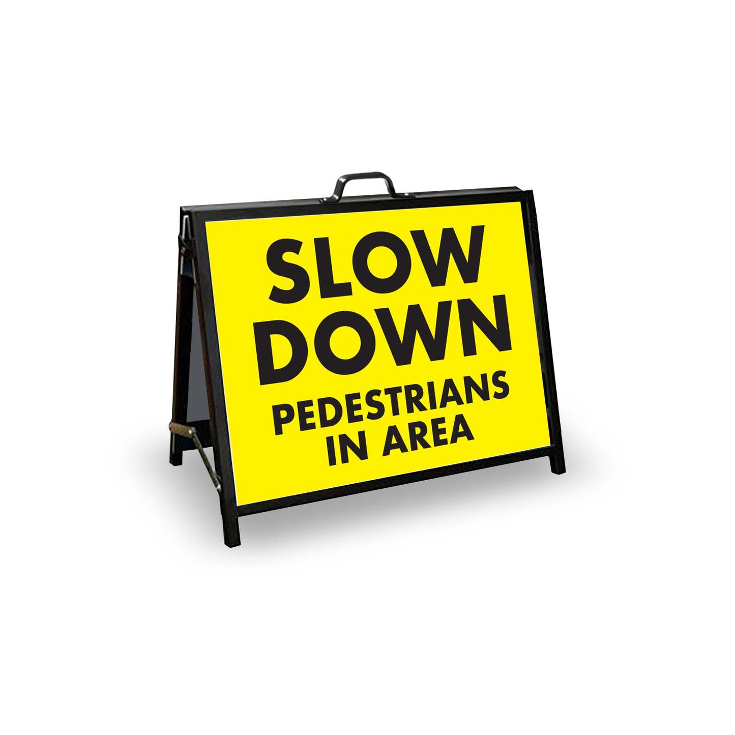 A - Frame Landscape Black - Slow Down Pedestrians In Area Corflute Inserts - New Signs