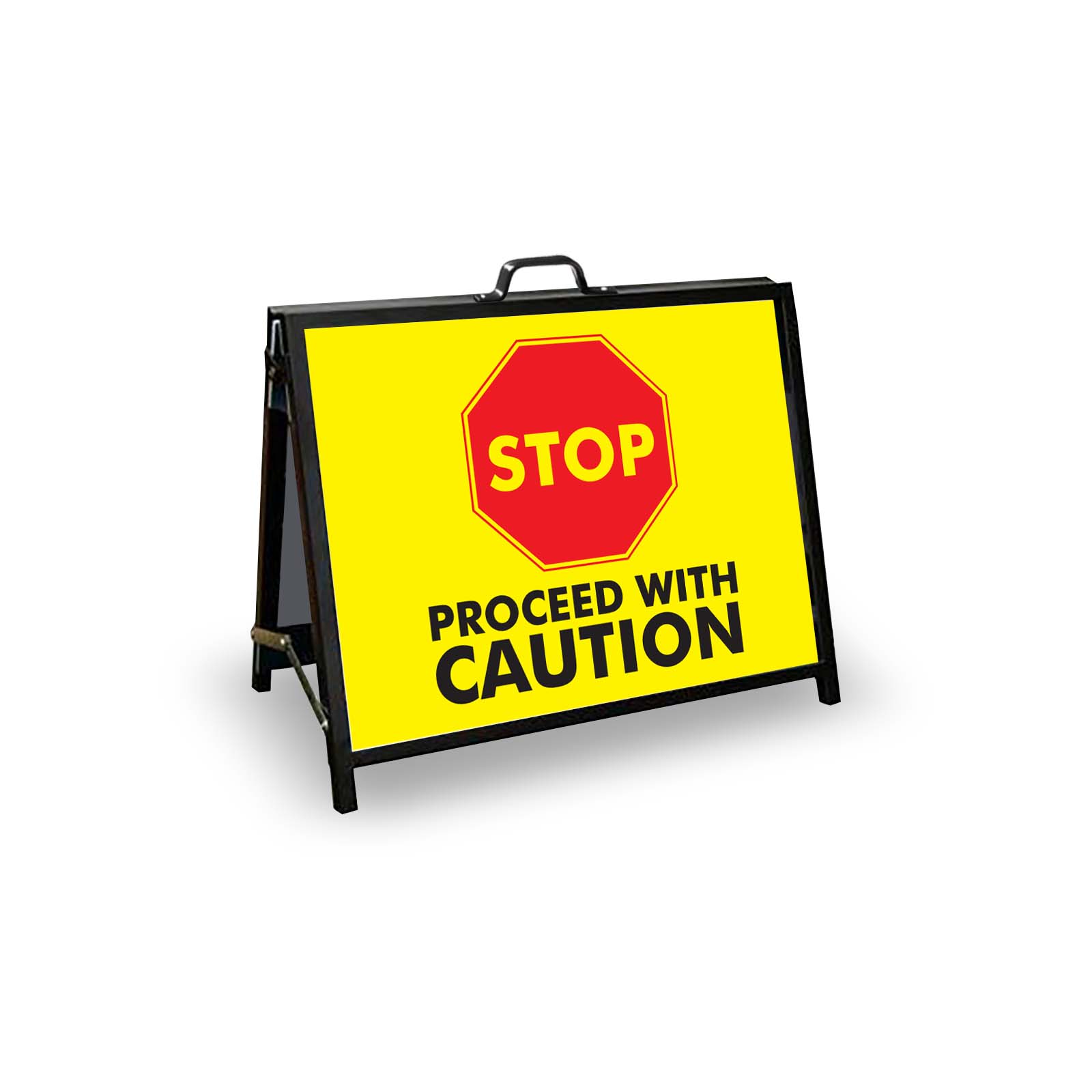 Proceed Sign Police A-Frame Landscape Black - Stop Proceed With Caution Area Corflute Inse ...