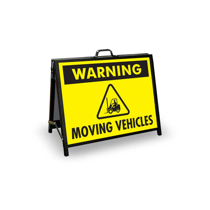 A - Frame Landscape Black - Warning Moving Vehicles Corflute Inserts - New Signs