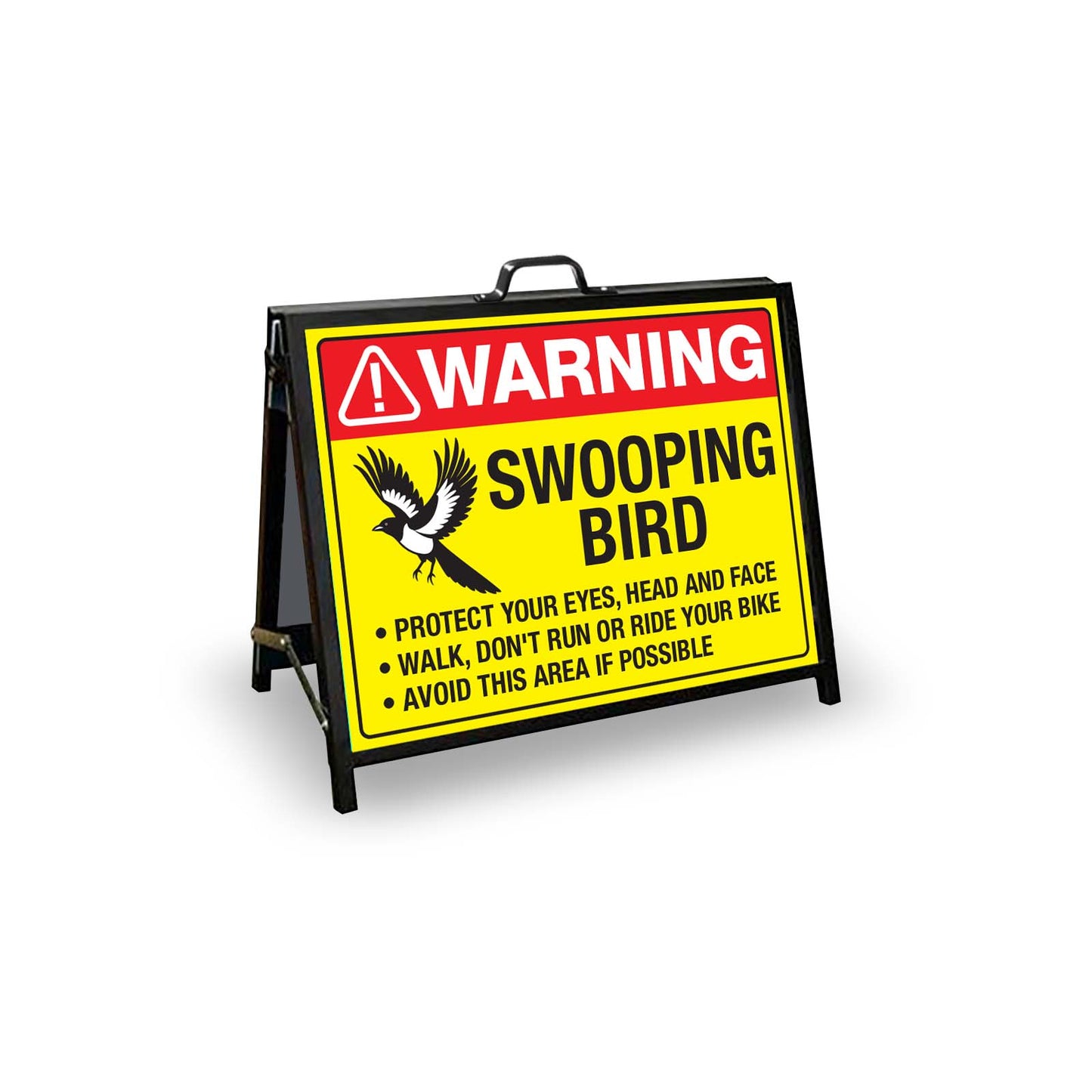 A - Frame Landscape Black - Warning Swooping Bird - New Signs
