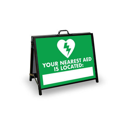 A - Frame Landscape Black - Your Nearest AED Is Located Corflute Inserts - New Signs