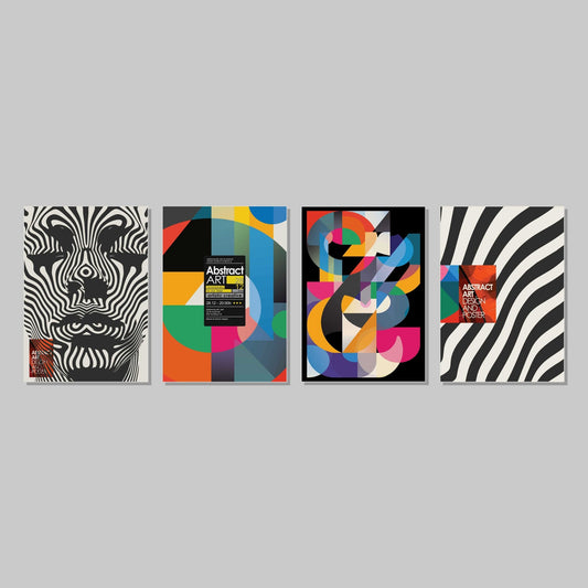 Abstract Colourful Zebra Poster Wall Art Prints (Set of 4) - New Signs