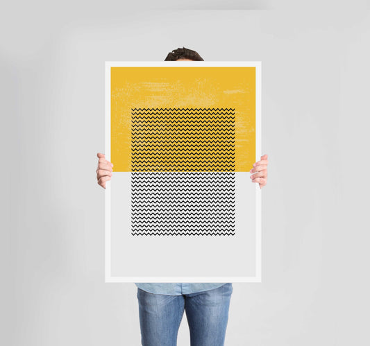 Abstract Shapes Yellow Poster Wall Art Prints - New Signs