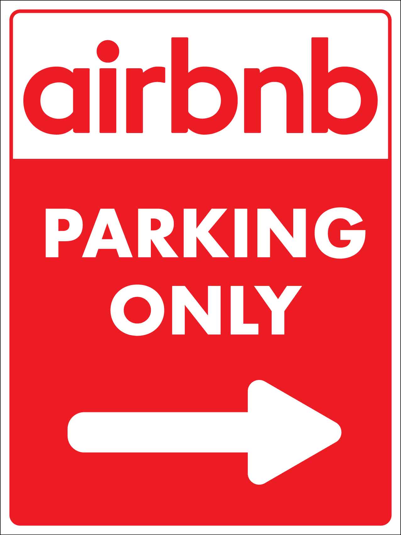 Airbnb Parking (Right Arrow) Sign - New Signs