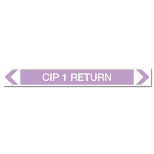 Alkalis / Acids - CIP 1 Return - Pipe Marker Sticker - New Signs