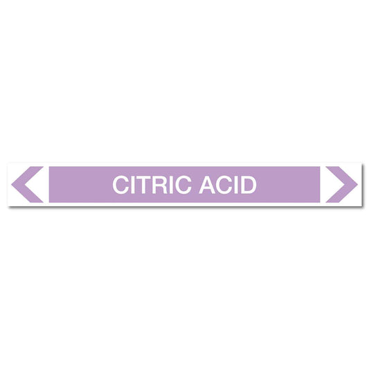 Alkalis / Acids - Citric Acid - Pipe Marker Sticker - New Signs