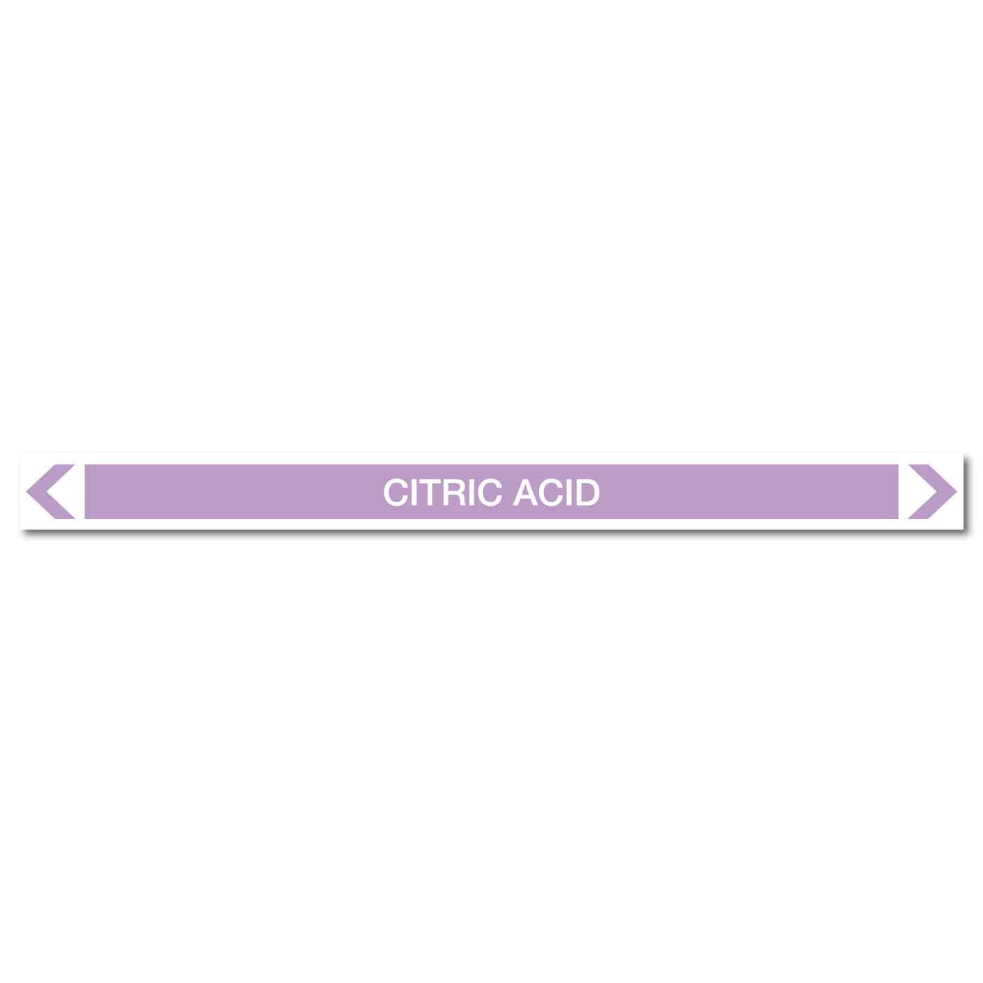 Alkalis / Acids - Citric Acid - Pipe Marker Sticker - New Signs