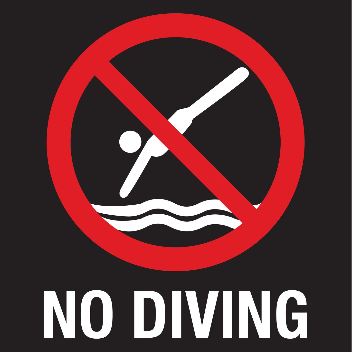 AP No Diving Square Sign - New Signs