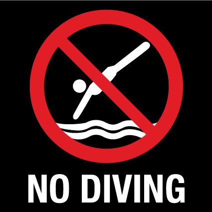 AP No Diving Square Sign - New Signs