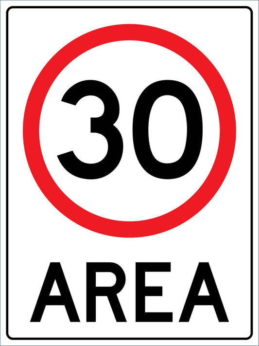 Area Speed Limit 30km Sign - New Signs