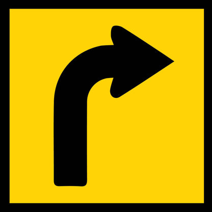 Arrow Curved Right Multi Message Traffic Sign - New Signs