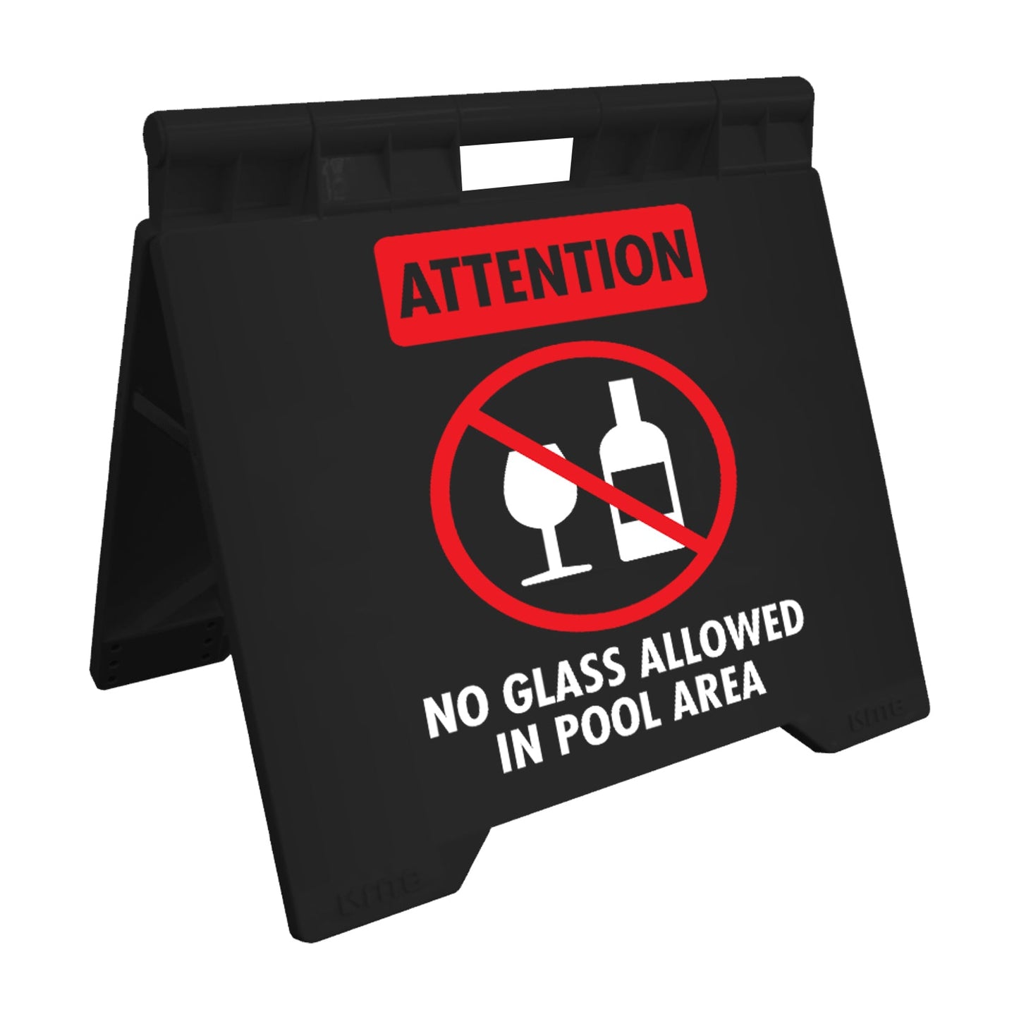 Attention No Glass Allowed In Pool Area - Evarite A - Frame Sign - New Signs