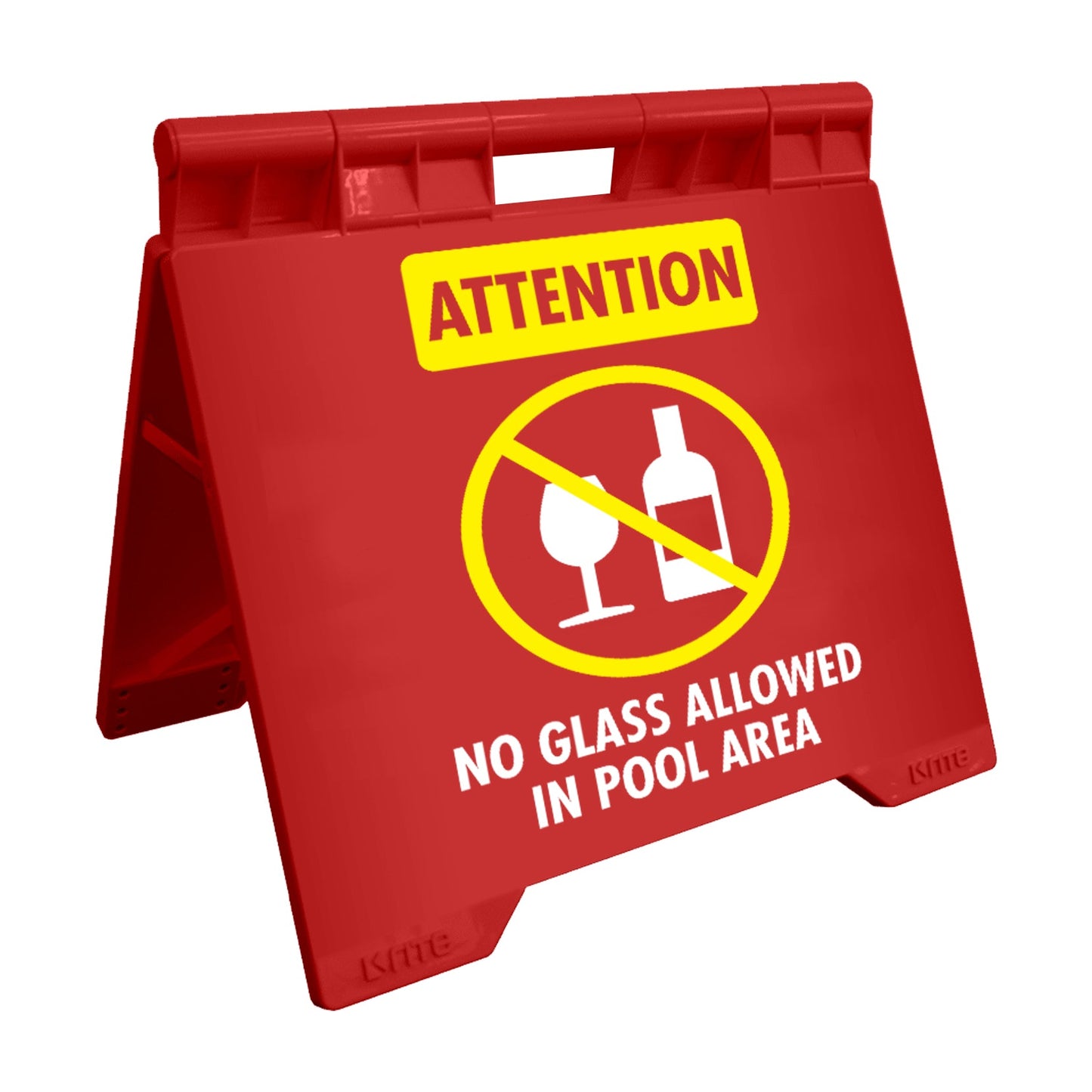Attention No Glass Allowed In Pool Area - Evarite A - Frame Sign - New Signs