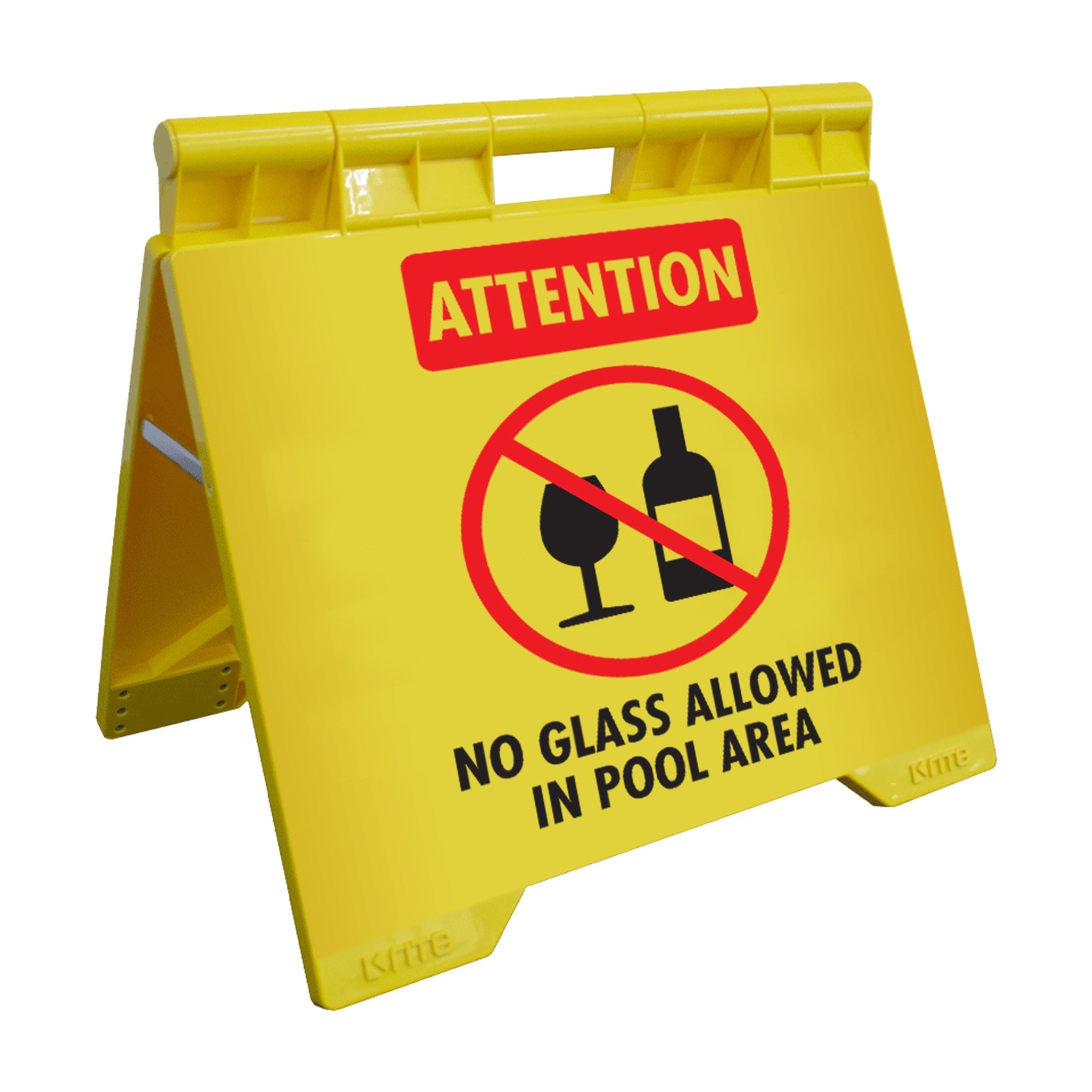 Attention No Glass Allowed In Pool Area - Evarite A - Frame Sign - New Signs