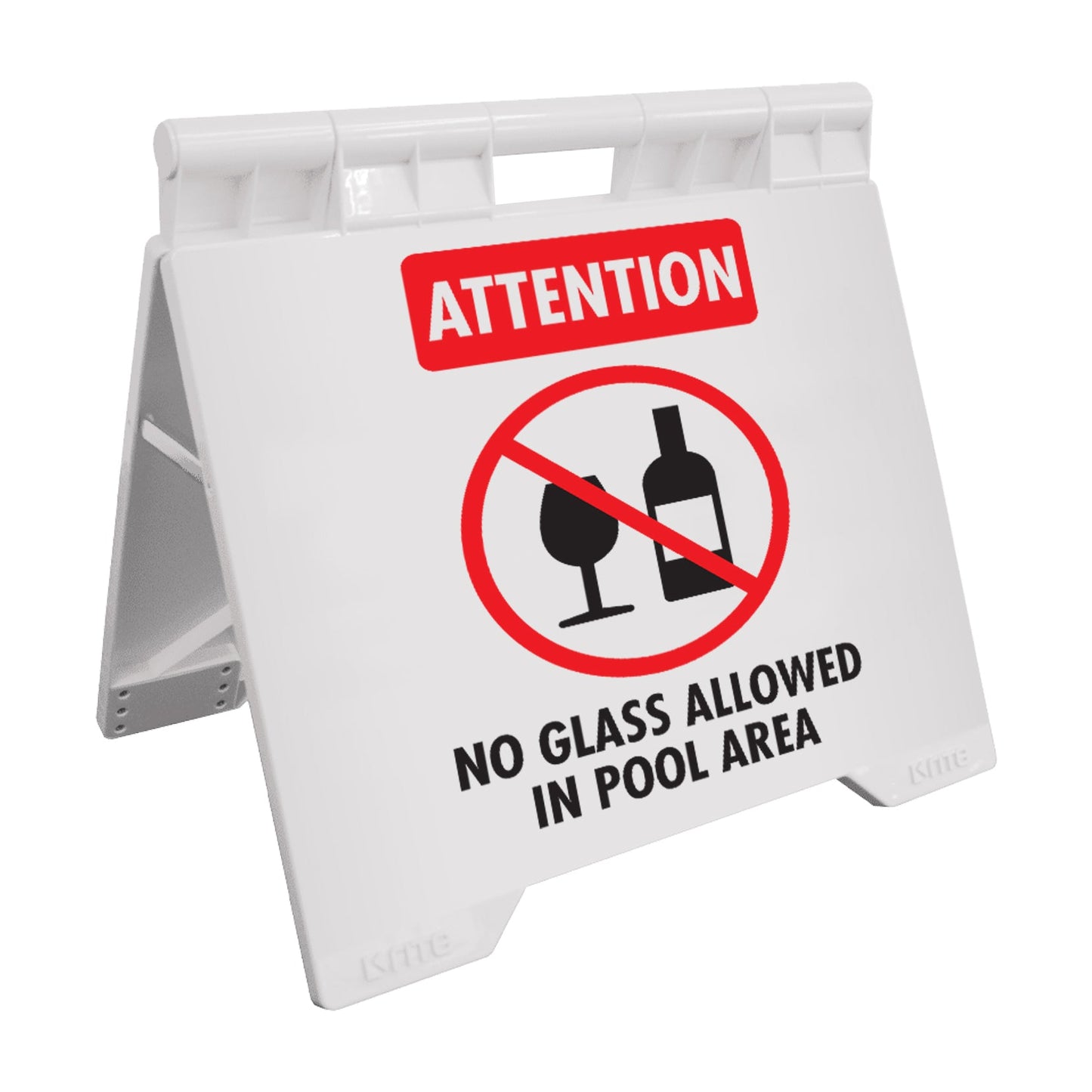 Attention No Glass Allowed In Pool Area - Evarite A - Frame Sign - New Signs