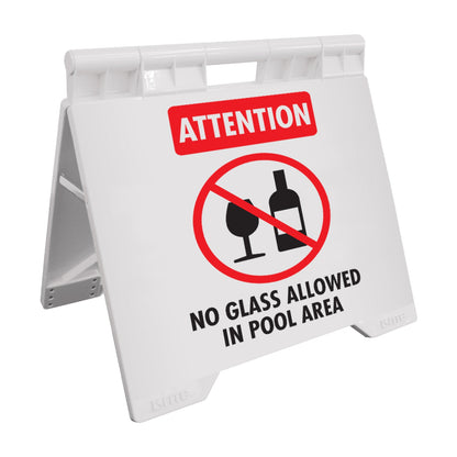Attention No Glass Allowed In Pool Area - Evarite A - Frame Sign - New Signs