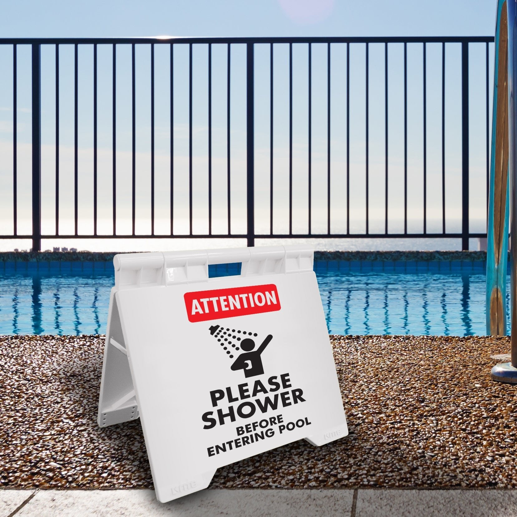 Attention Please Shower Before Entering Pool - Evarite A - Frame Sign - New Signs