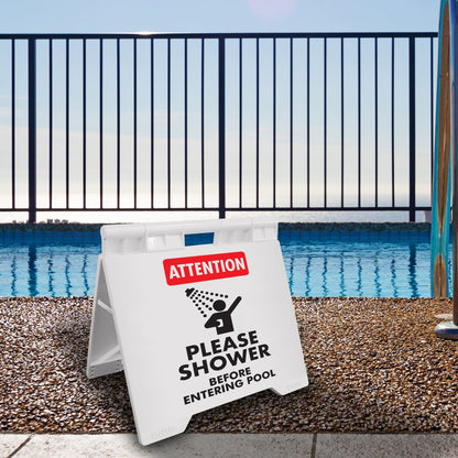 Attention Please Shower Before Entering Pool - Evarite A - Frame Sign - New Signs