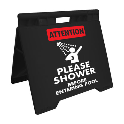 Attention Please Shower Before Entering Pool - Evarite A - Frame Sign - New Signs