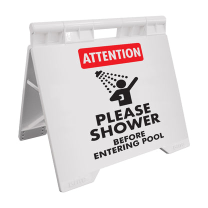 Attention Please Shower Before Entering Pool - Evarite A - Frame Sign - New Signs