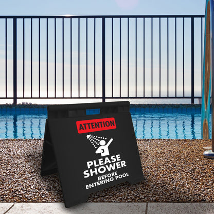 Attention Please Shower Before Entering Pool - Evarite A - Frame Sign - New Signs