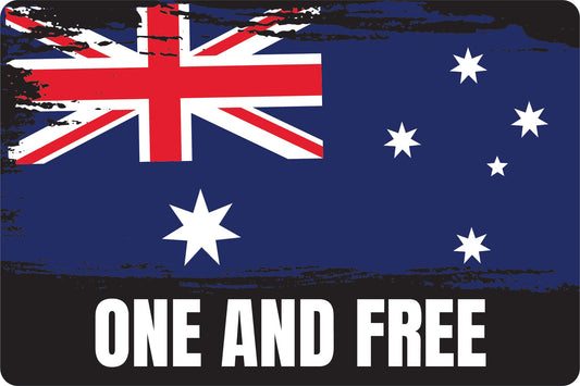 Australian Flag One and Free Black - Australian Stickers - New Signs