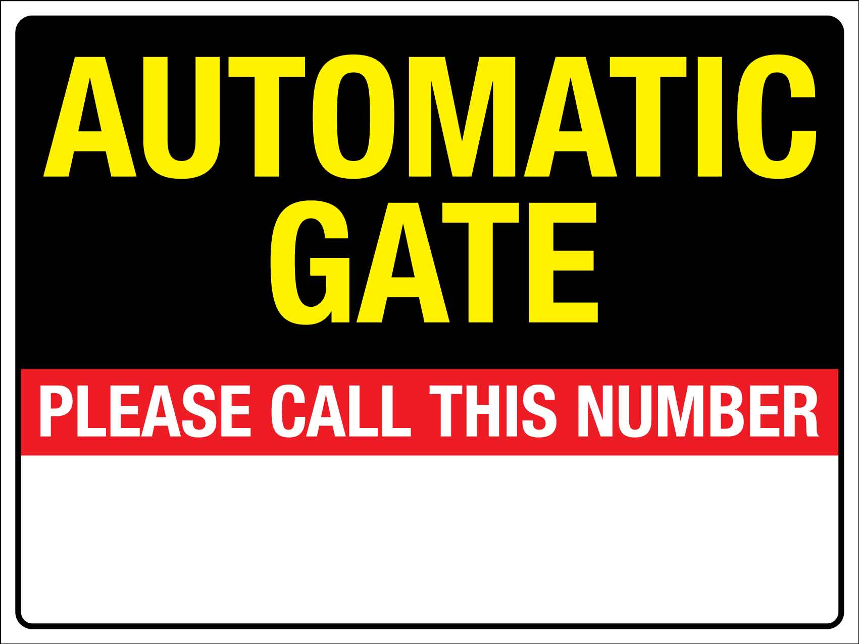 Automatic Gate Please Call This Number Sign - New Signs
