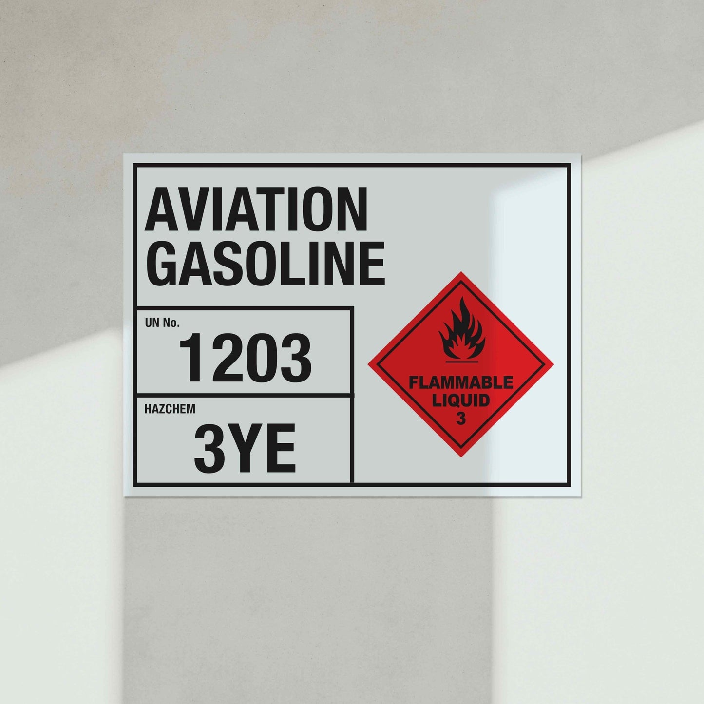Aviation Gasoline 1203 3YE Sign - New Signs
