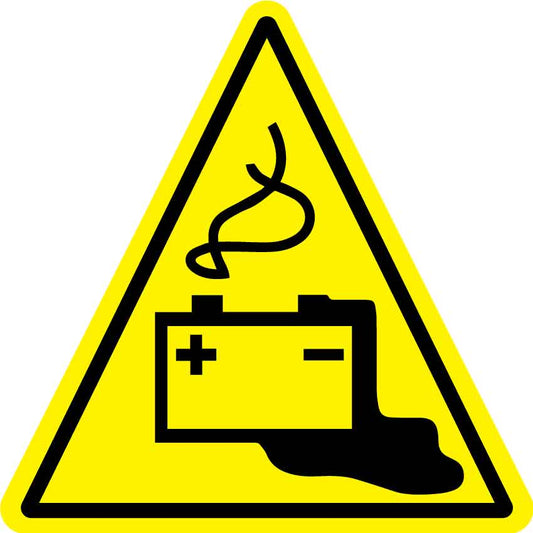 Battery Hazard (Triangle) Decal - New Signs