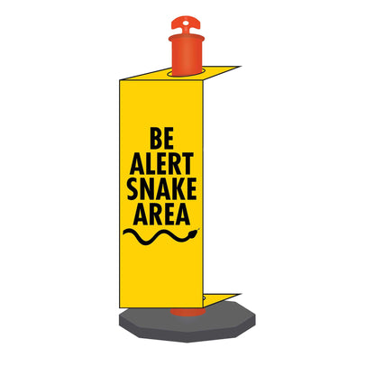 Be Alert Snake Area - Corflute Bollard Traffic Signs - New Signs