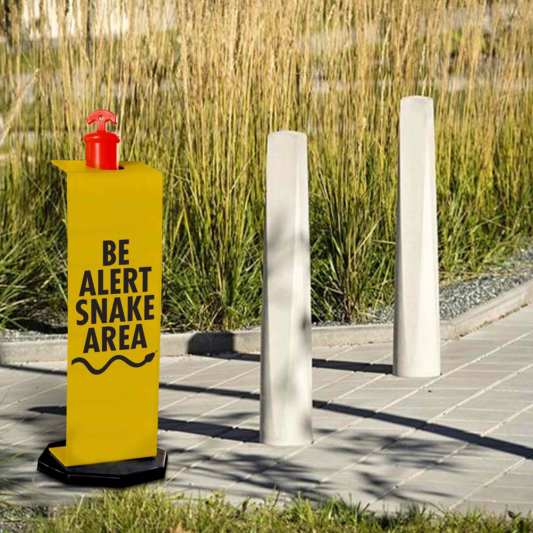 Be Alert Snake Area - Corflute Bollard Traffic Signs - New Signs
