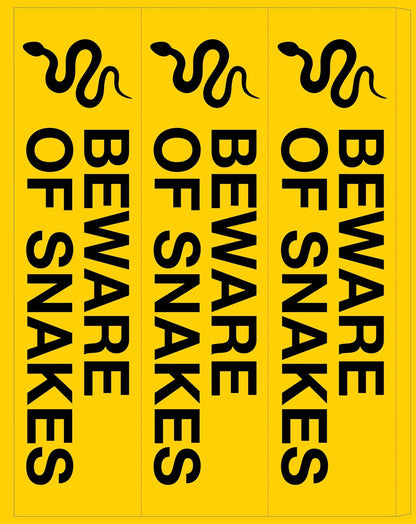 Beware Of Snakes - Corflute Bollard Cover - New Signs
