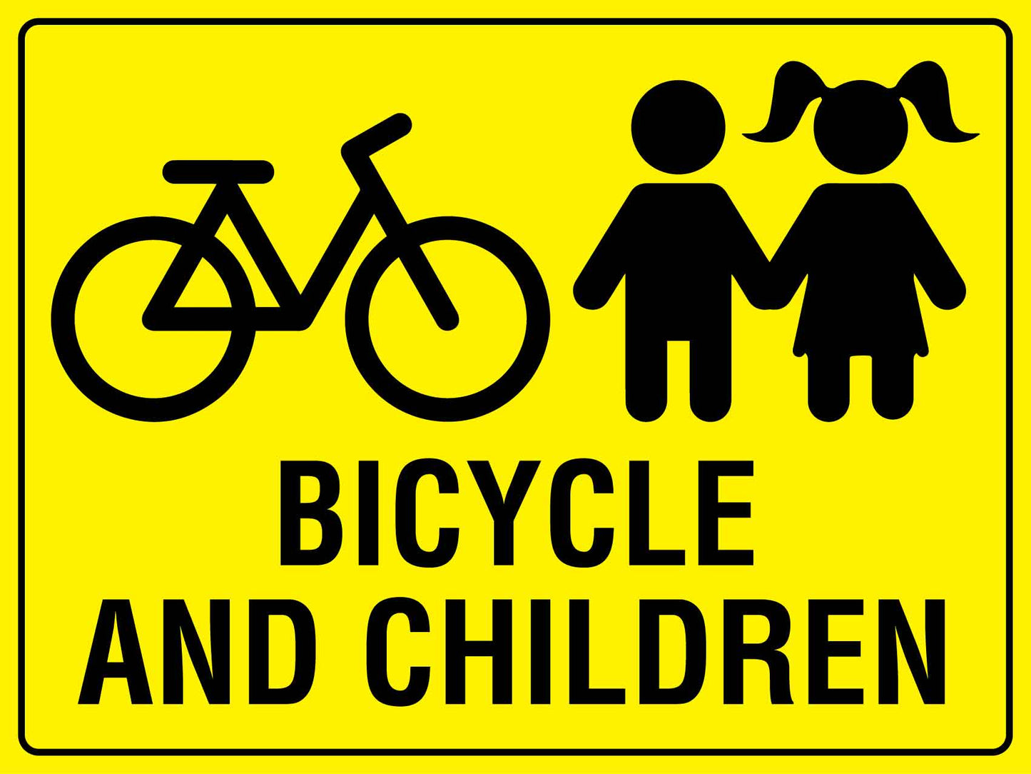 Bicycle and Children Sign - New Signs