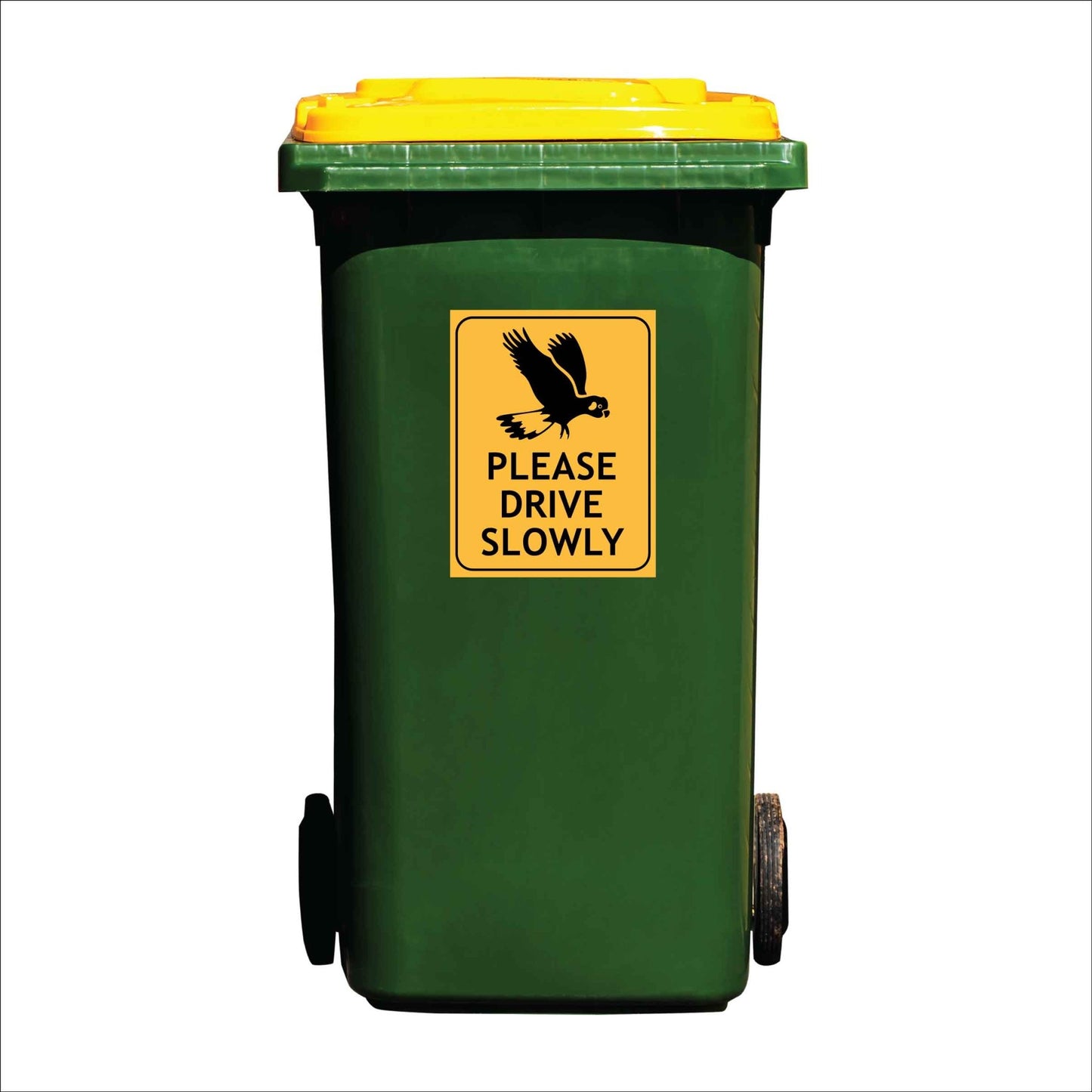 Black Cockatoo Please Drive Slowly Wheelie Bin Sticker - New Signs
