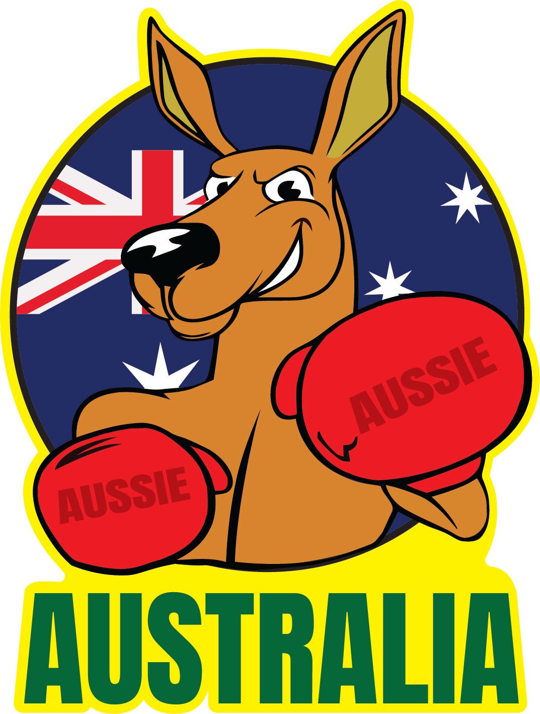 Boxing Kangaroo Flag - Australian Stickers - New Signs