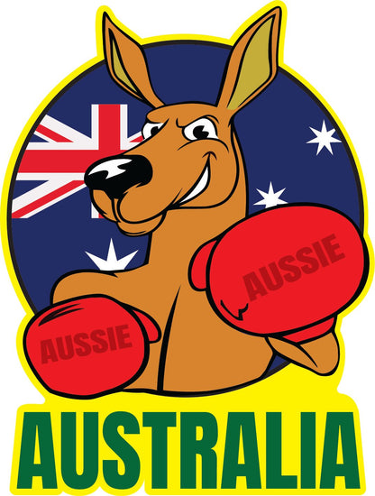 Boxing Kangaroo Flag - Australian Stickers - New Signs