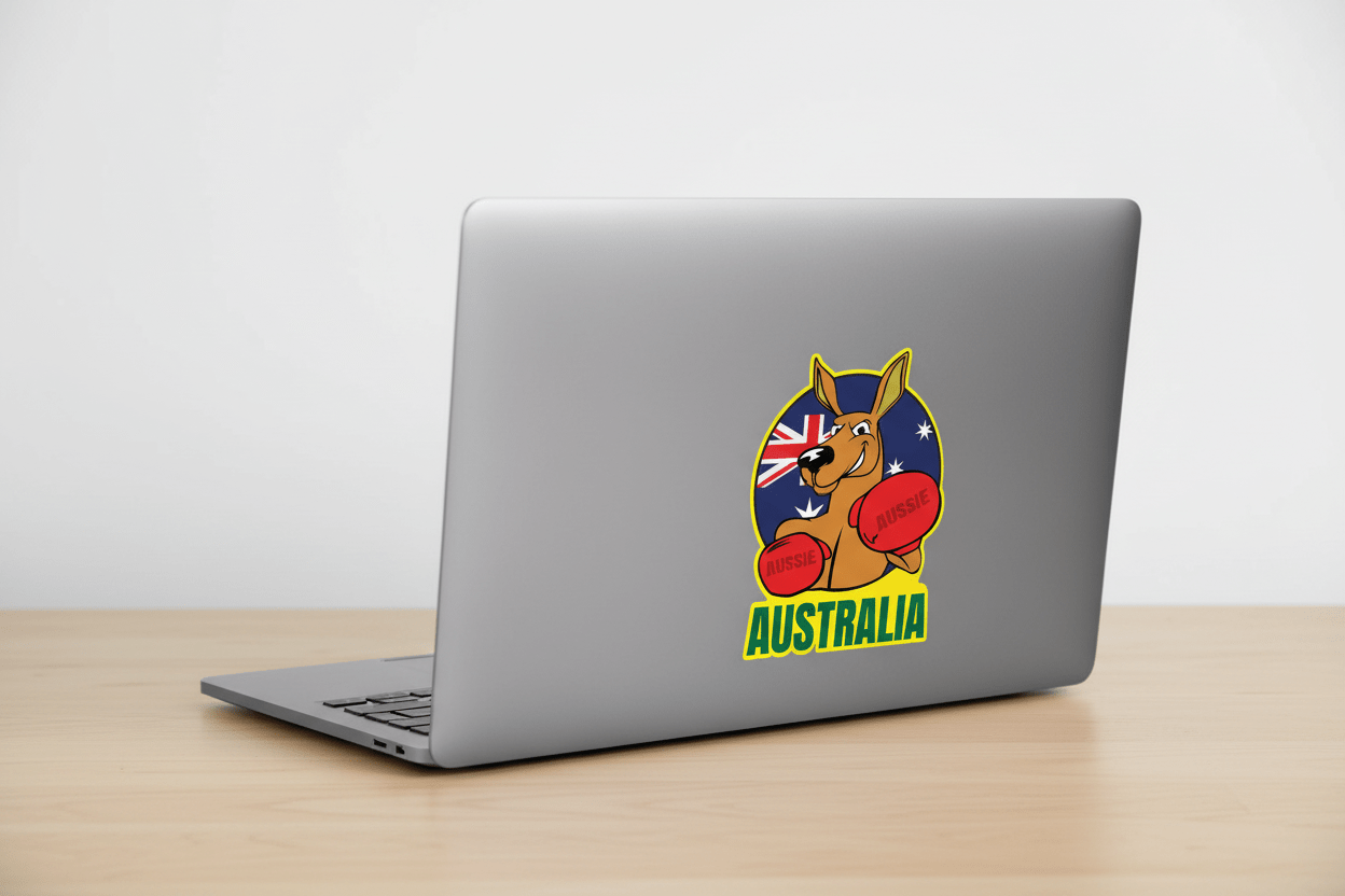 Boxing Kangaroo Flag - Australian Stickers - New Signs