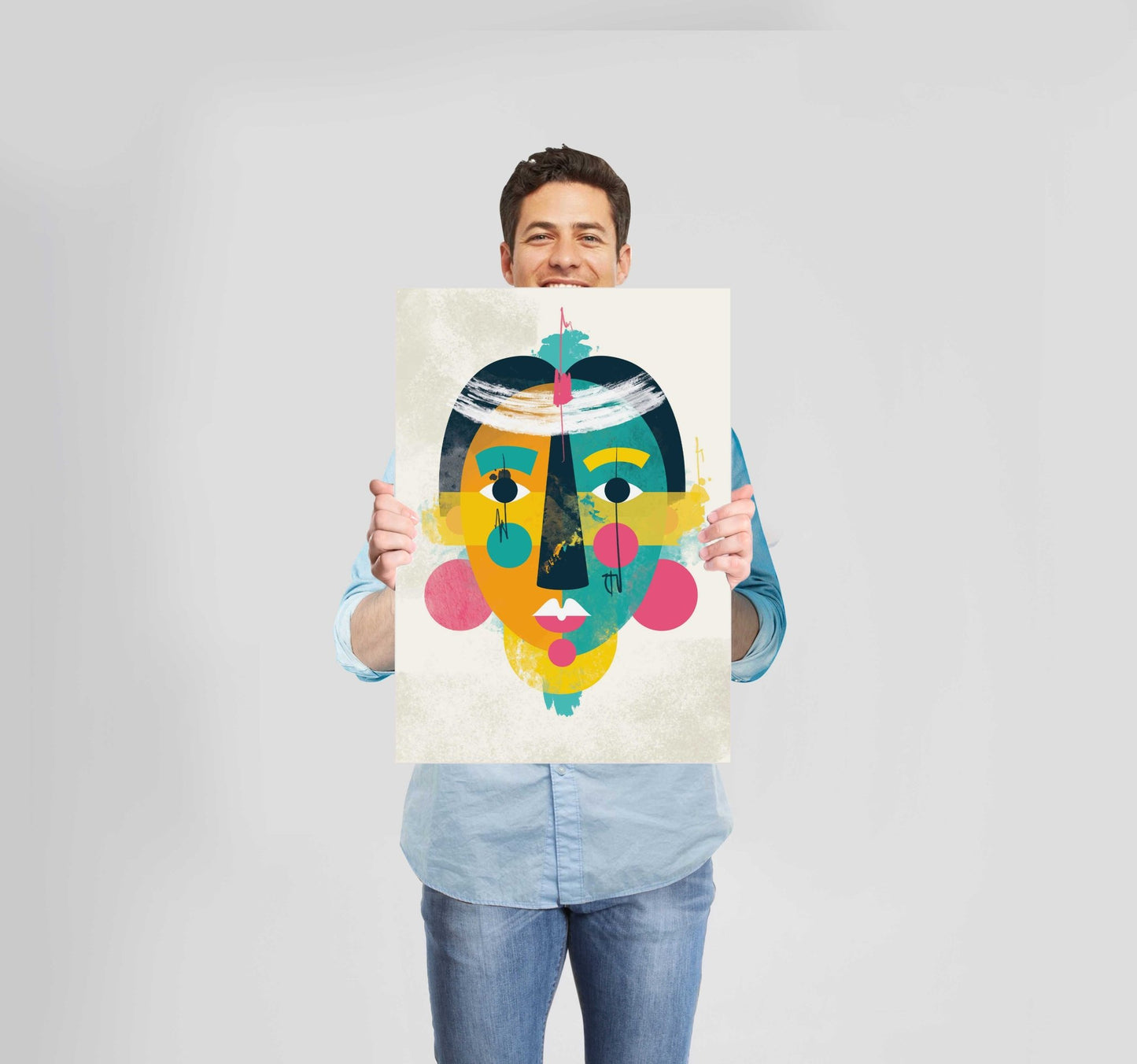 Bright Abstract Face 1 Poster Wall Art Prints - New Signs