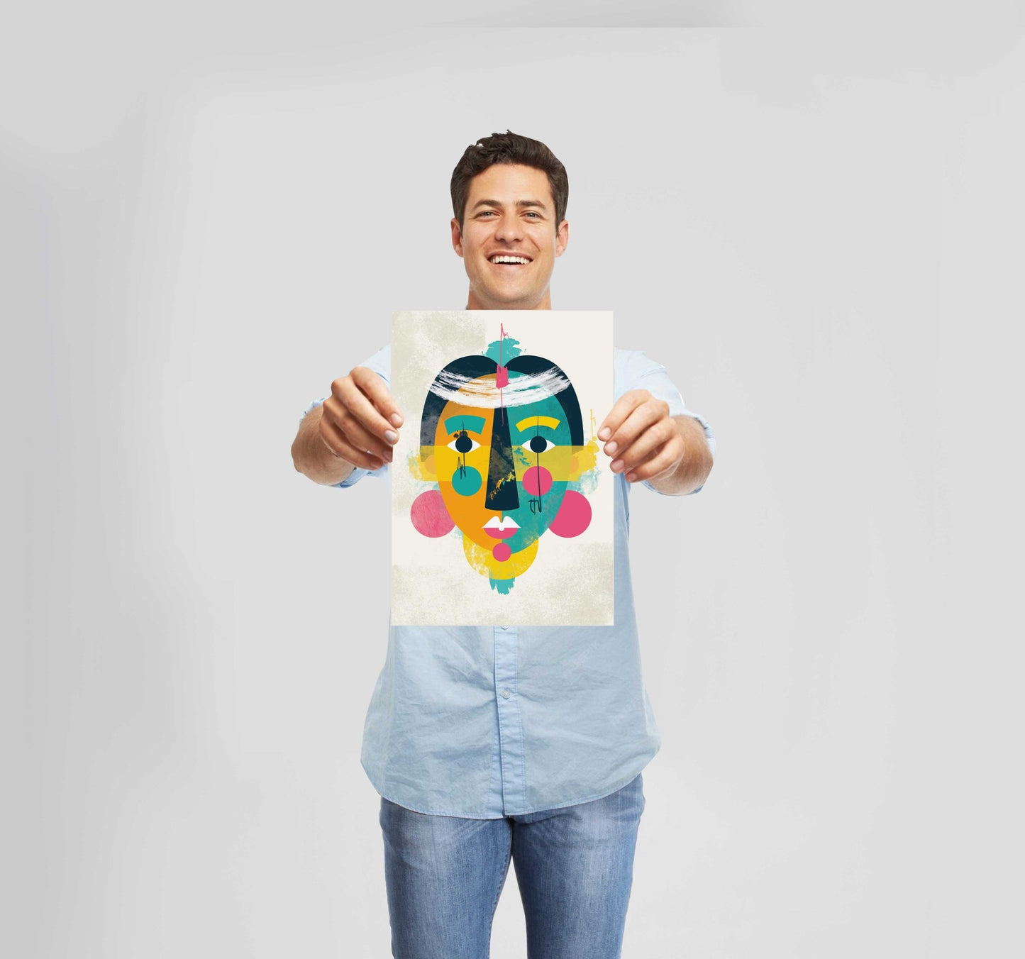 Bright Abstract Face 1 Poster Wall Art Prints - New Signs